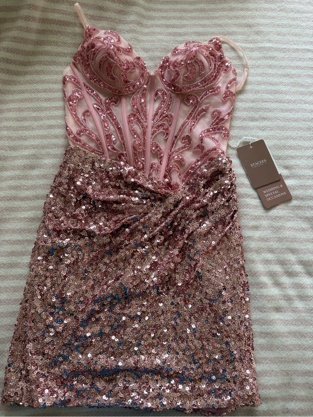 Sequined Pink Embellished Prom Dress by Stacys